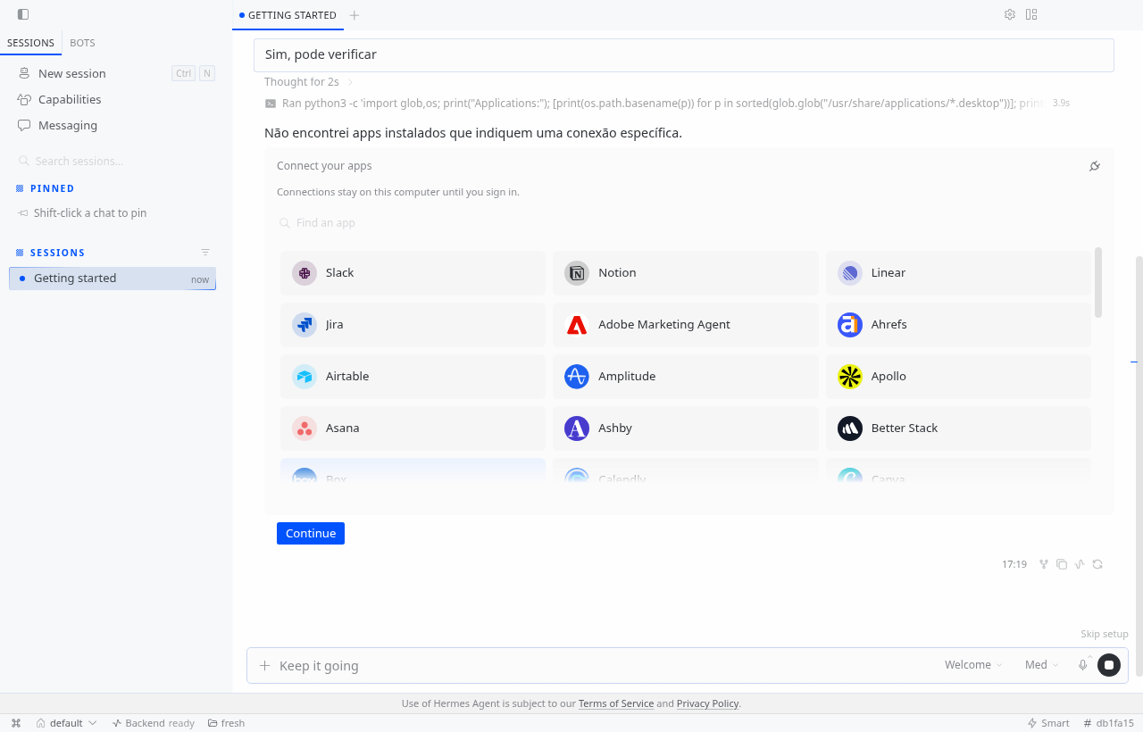 Onboarding: conectar aplicativos