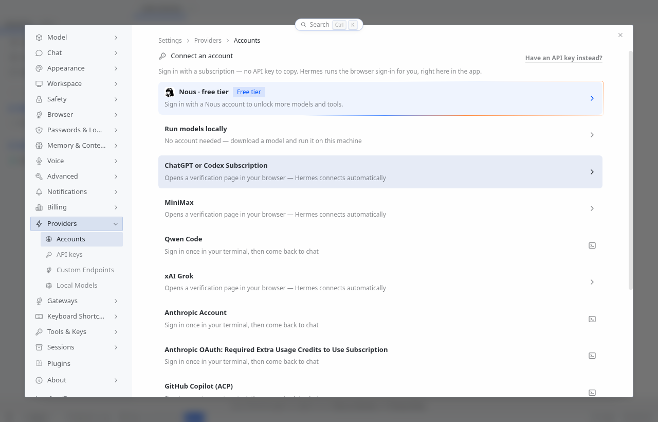 ChatGPT or Codex Subscription