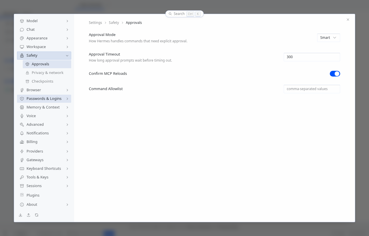 Settings Safety